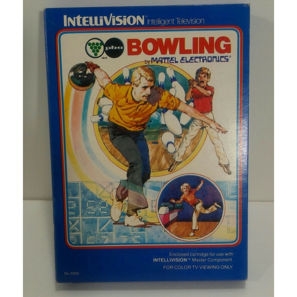 Vintage Mattel Intellivision Bowling 1980 Game, Box ,Manual x1 Overlay